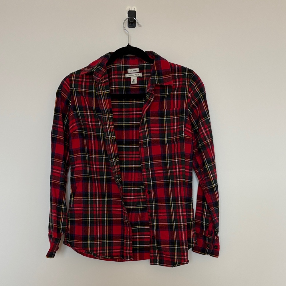 L.L. Bean Red Plaid Women's Sweater